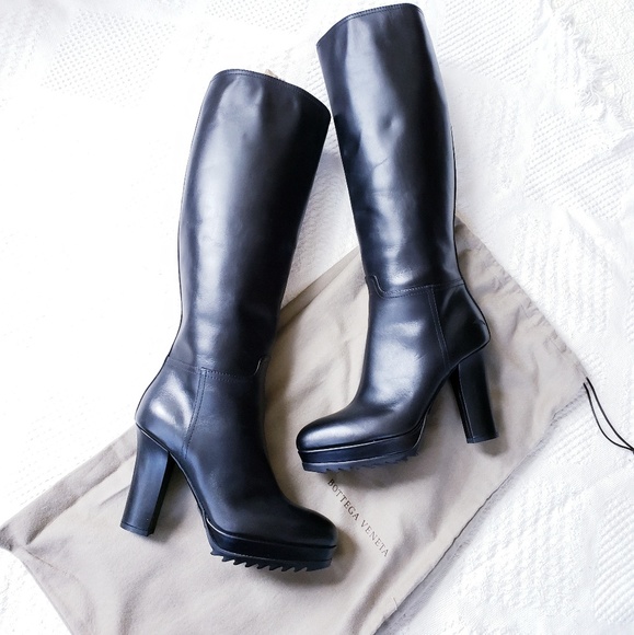 Bottega Veneta Shoes - NEW BOTTEGA VENETA Black Leather riding Boots